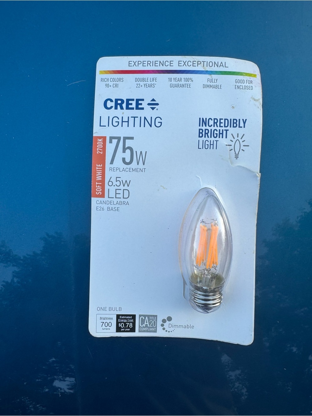 Cree Lighting B11 Candelabra Clear Glass Filament Post LED Light
